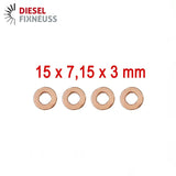 4x Kupfer Injektor Dichtring 15x7,15x3 mm – Injektor Dichtung