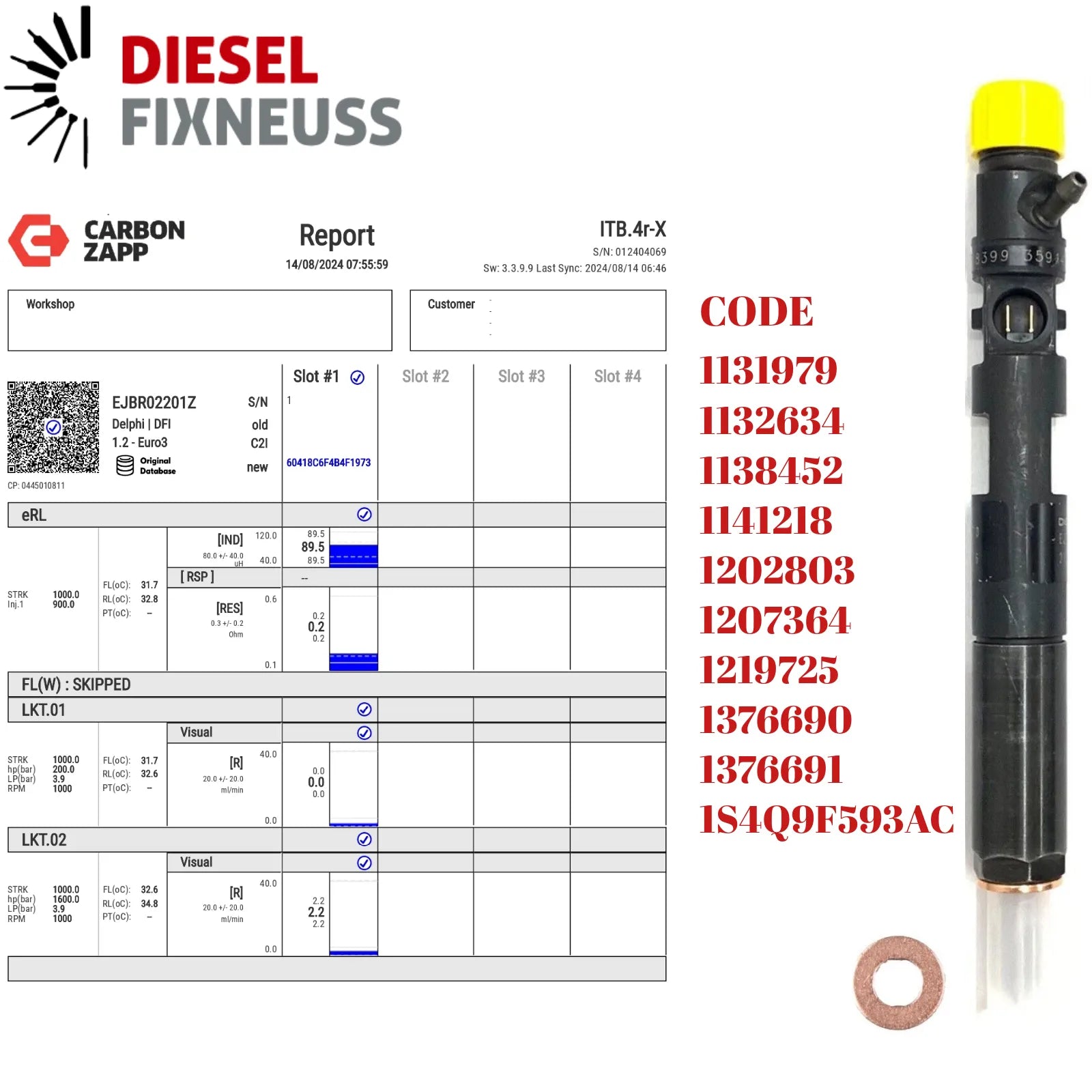 Einspritzdüse 1,8 TDCI EJBR01601Z Ford Focus Transit Connect 90/101/116PS