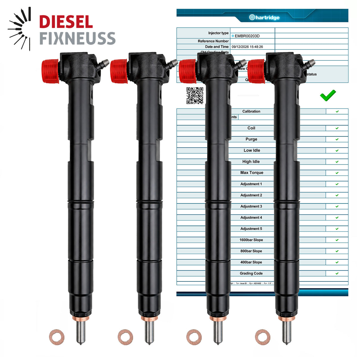 4x Fuel Injector EMBR00203D Denso Hyundai 1.4 CRDi 226648 Injektor 338002A780 66kW